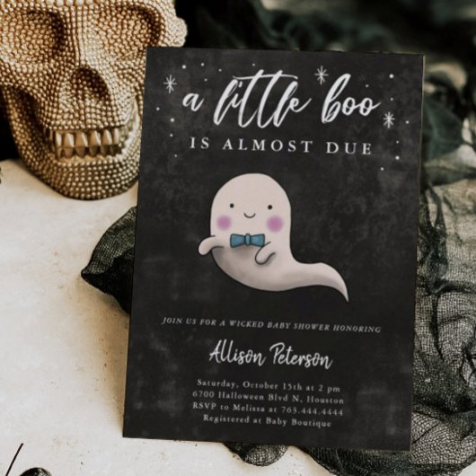 Invitation Garçon Ghost Halloween Baby shower Little Boo