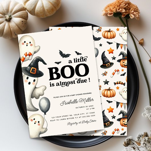 Invitation Garçon Ghost Halloween Baby shower Little Boo