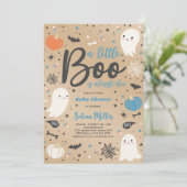 Invitation Garçon Ghost Little Boo est dû Baby shower Hallowe (Debout devant)