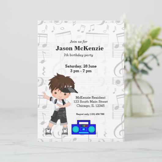 Invitation garçon Hip hop (Debout devant)