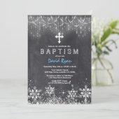 Invitation Garçon Hiver Chaîne Lumières Flammes de neige Chal (Debout devant)