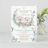 Invitation Garçon Jumelles Baptême et anniversaire (Debout devant)