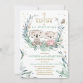 Invitation Garçon Jumelles Baptême et anniversaire (Devant)