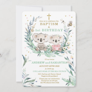Invitation Garçon Jumelles Baptême et anniversaire