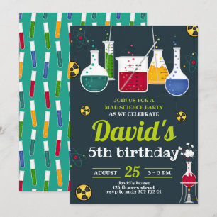 Invitation Garçon Mad Scientist Attention fête d'anniversaire