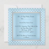 Invitation Garçon Mignon Baby Shower Bleu Blanc Points (Dos)