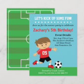 Invitation Garçon mignon du football, fête d'anniversaire (Devant / Derrière)