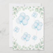 Invitation Garçon mignon eucalyptus moderne ballons bleus  (Dos)