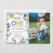 Invitation Garçon mignonne Bébé Animaux Wild One Photo (Devant)