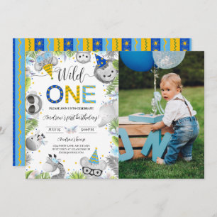 Invitation Garçon mignonne Bébé Animaux Wild One Photo