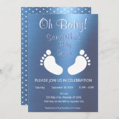 Invitation Garçon moderne Oh Baby shower Pieds bébé pieds (Devant / Derrière)