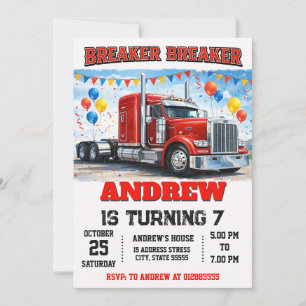Invitation Garçon moderne personnel anniversaire Semi Camion