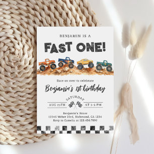 Invitation Garçon Monster Truck 1er Anniversaire