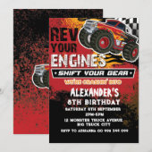 Invitation Garçon Monster Truck Rouge (Devant / Derrière)