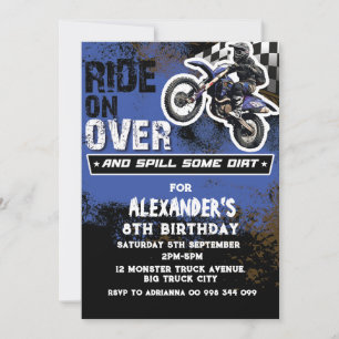 Invitation Garçon moto cross bleu 2e 3e 4e 6e 7e 8e 9e