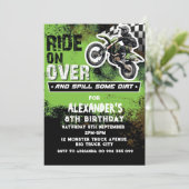 Invitation Garçon moto cross vert 2e 3e 4e 6e 7e 8e 9e (Debout devant)