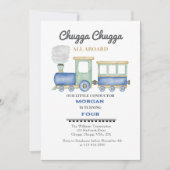 Invitation Garçon n'a pas d'âge Anniversaire Train bleu Chugg (Devant)
