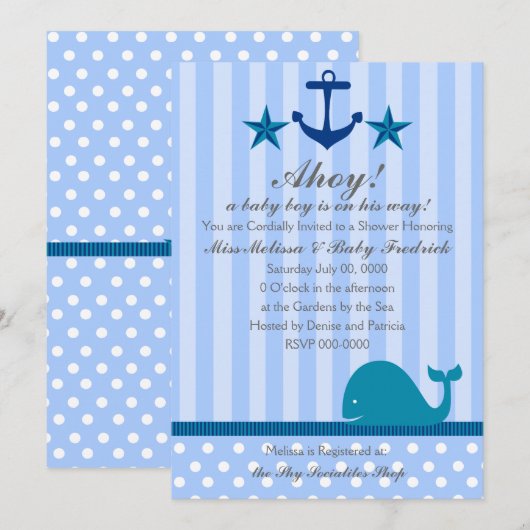 Invitation Garçon nautique (Devant / Derrière)