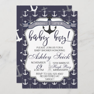 Invitation Garçon nautique de baby shower oh son un