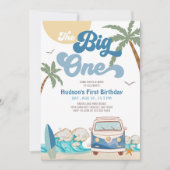 Invitation Garçon Navy The Big One Surfant Fête d'anniversair (Devant)
