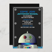 Invitation garçon N'IMPORTE QUEL ÂGE L'espace ROBOT Fête scie (Devant / Derrière)