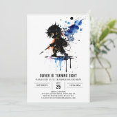 Invitation Garçon Ninja Magique Éditable Numérique Anniversai (Debout devant)