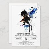 Invitation Garçon Ninja Magique Éditable Numérique Anniversai (Devant / Derrière)