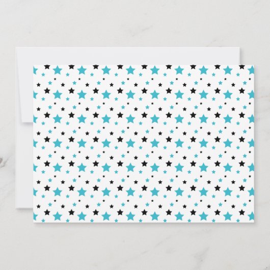 Invitation Garçon Ninja Warrior Noir et sarcelle Photo (Dos)