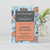 Invitation Garçon Notre petit Citrouille tourne une invitatio (Debout devant)