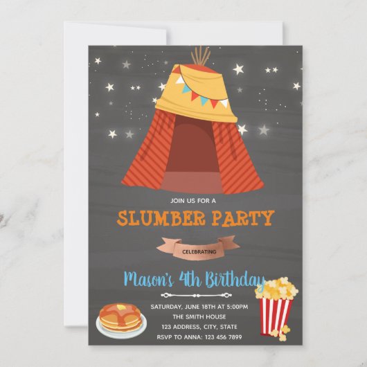 Invitation garçon nuit teepee (Devant)