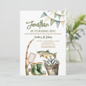 Invitation Garçon O-Fish-iellement Anniversaire Vert Sauge Gi (Debout devant)