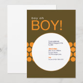 Invitation Garçon Oh Boy Baby shower Invitation_Brown/Orange (Devant / Derrière)