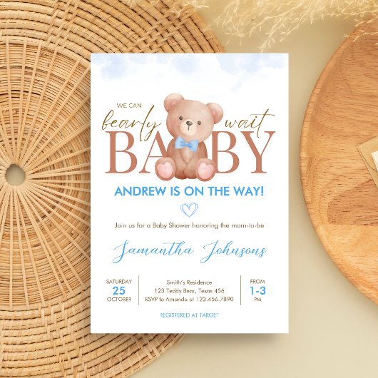 Invitation Garçon on peut attendre Baby shower