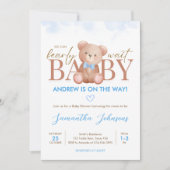 Invitation Garçon on peut attendre Baby shower (Devant)