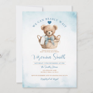 Invitation GARÇON On peut attendre le Baby shower de l'ours b
