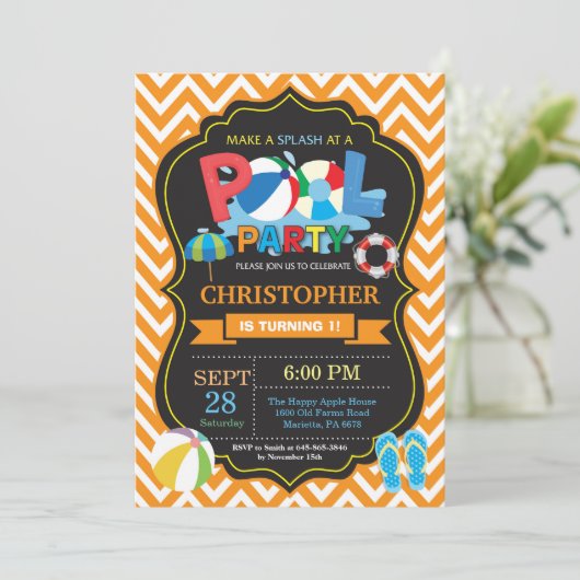 Invitation Garçon orange d'éclaboussure de Splish (Debout devant)