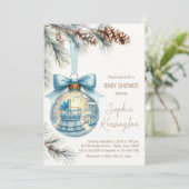 Invitation Garçon Ornement de Noël Shower de Bébé d'Hiver (Debout devant)