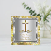 Invitation Garçon ou fille 1ère Sainte Communion Gold Argent (Debout devant)