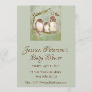 Invitation Garçon ou fille Baby shower Sweet Little Bird Fami