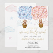 Invitation Garçon Ou Fille Bearly Attendre La Fête De Révélat (Devant / Derrière)