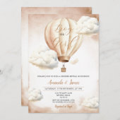 Invitation Garçon ou fille Beige Hot Air Balloon Révélation d (Devant / Derrière)