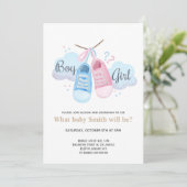 Invitation Garçon ou fille bleu rose Baskets Révélation de ge (Debout devant)