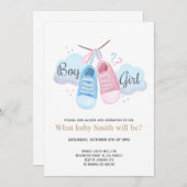 Invitation Garçon ou fille bleu rose Baskets Révélation de ge (Devant / Derrière)