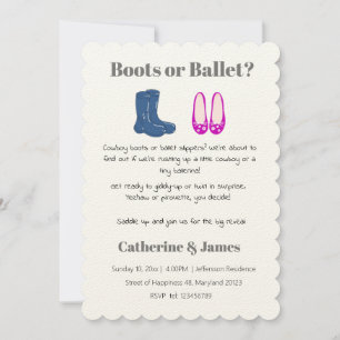 Invitation Garçon ou fille Cowboy Bottes Balet Genre Révélati