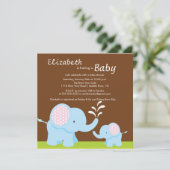 Invitation Garçon ou fille de baby shower d'éléphant de maman (Debout devant)