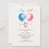 Invitation Garçon ou fille et ballons Sexe Reveal Party (Devant)