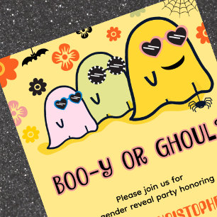Invitation Garçon ou fille fantôme super cool Halloween révél