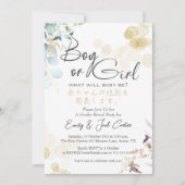 Invitation Garçon ou fille Genre Révéler Botanique Or Élégant (Devant)