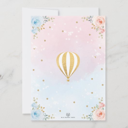 Invitation Garçon ou fille Hot Air Balloon Genre Reveal Douch (Dos)