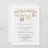 Invitation Garçon ou fille | Muted Boho Baby shower de révéla (Devant)